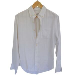 Alex Crane White Linen Long Sleeve Button Down Shirt Size Small